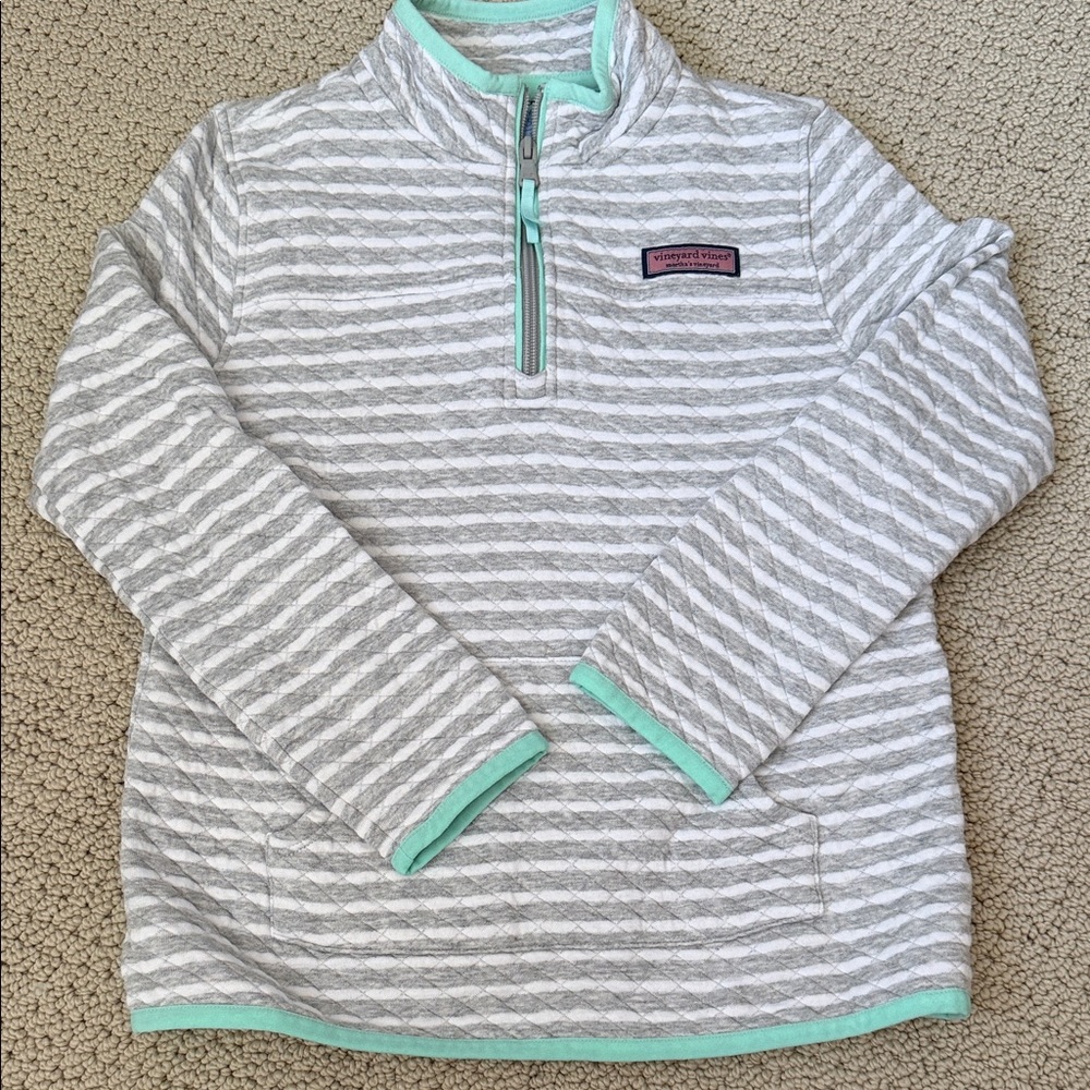 Vineyard Vines Gray and Mint Striped Kids Sweatshirt